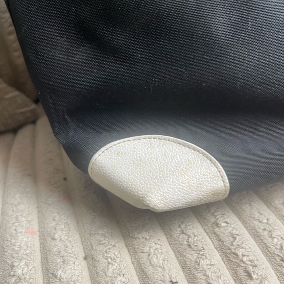 Lancome Black Tote with White Trim and Floral Lining - Picture 10 of 10